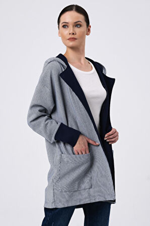 ALEXANDERGARDI KAPÜŞONLU ÇİZGİLİ HIRKA (B22-37701-WN)