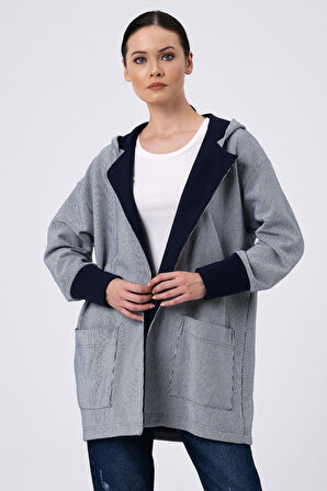 ALEXANDERGARDI KAPÜŞONLU ÇİZGİLİ HIRKA (B22-37701-WN)