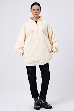 ALEXANDERGARDI SÜS CEPLİ OVERSİZE SWEATSHIRT (B22-398A)