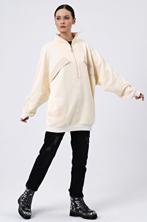 ALEXANDERGARDI SÜS CEPLİ OVERSİZE SWEATSHIRT (B22-398A)
