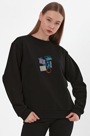 AEXANDERGARDI BASKILI RİBANALI SWEATSHİRT (E22-75600)