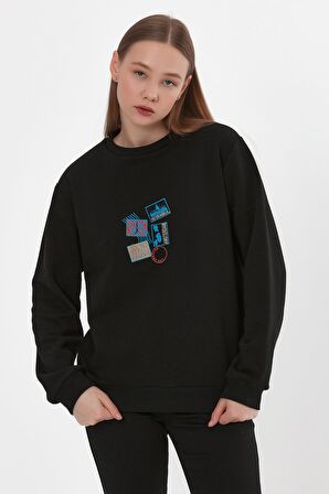 AEXANDERGARDI BASKILI RİBANALI SWEATSHİRT (E22-75600)