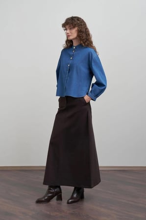 Gold Düğmeli Denim Gömlek
