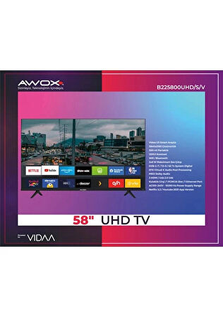 Awox B225800 4K Ultra HD 58" 147 Ekran Uydu Alıcılı Smart LED TV