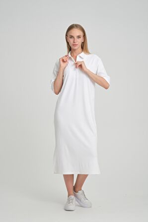 ALEXANDERGARDİ FİTİLLİ FERMUAR DETAYLI GÖMLEK YAKA ELBİSE (B23-00108)