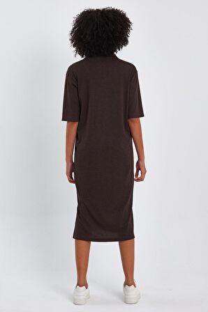 ALEXANDERGARDİ FİTİLLİ FERMUAR DETAYLI GÖMLEK YAKA ELBİSE (B23-00108)