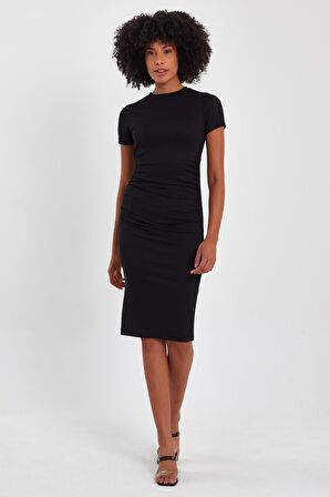 ALEXANDERGARDI YANLARI BÜZGÜLÜ KALEM ELBİSE (B23-00131)