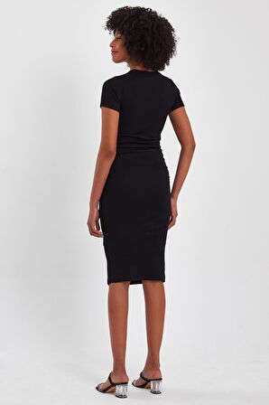 ALEXANDERGARDI YANLARI BÜZGÜLÜ KALEM ELBİSE (B23-00131)