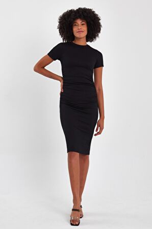 ALEXANDERGARDI YANLARI BÜZGÜLÜ KALEM ELBİSE (B23-00131)