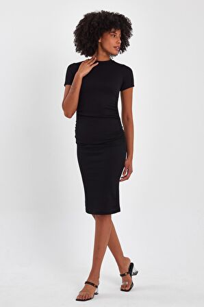 ALEXANDERGARDI YANLARI BÜZGÜLÜ KALEM ELBİSE (B23-00131)