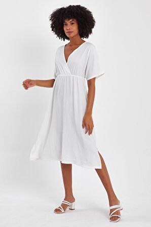 ALEXANDERGARDI KRUVAZE YAKA YANI YIRTMAÇLI ELBİSE (B23-00132)