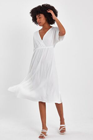 ALEXANDERGARDI KRUVAZE YAKA YANI YIRTMAÇLI ELBİSE (B23-00132)