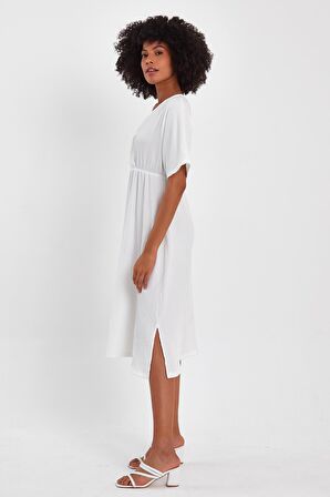 ALEXANDERGARDI KRUVAZE YAKA YANI YIRTMAÇLI ELBİSE (B23-00132)