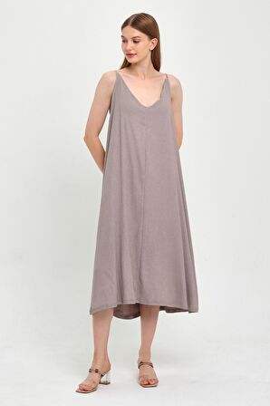 ALEXANDERGARDI BAĞLAMA DETAYLI ASKILI MIDI ELBİSE (B23-00133)