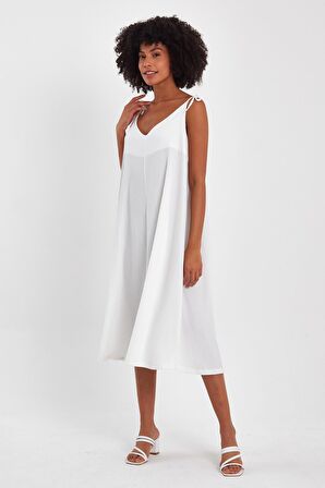 ALEXANDERGARDI BAĞLAMA DETAYLI ASKILI MIDI ELBİSE (B23-00133)