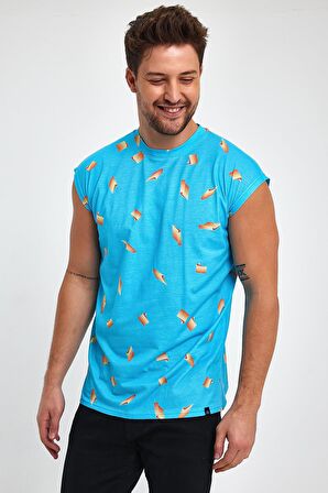 ALEXANDERGARDI YIRTMAÇLI DESENLİ KOLSUZ T-SHİRT (B23-00135)