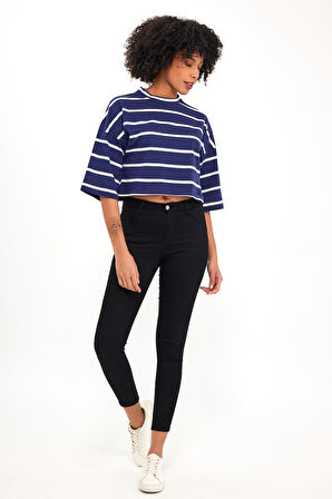 ALEXANDERGARDI ÇİZGİLİ CROP T-SHİRT (B23-00151)