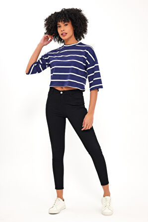 ALEXANDERGARDI ÇİZGİLİ CROP T-SHİRT (B23-00151)