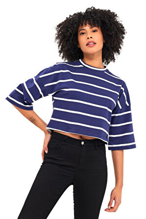 ALEXANDERGARDI ÇİZGİLİ CROP T-SHİRT (B23-00151)