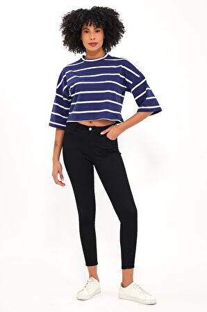 ALEXANDERGARDI ÇİZGİLİ CROP T-SHİRT (B23-00151)
