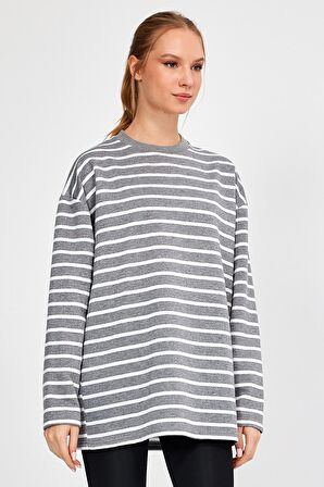 ALEXANDERGARDI ÇİZGİLİ OVERSİZE SWEATSHİRT (B23-00158)
