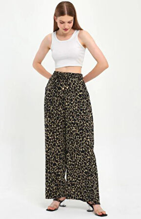 ALEXANDERGARDI BELİ LASTİKLİ DESENLİ PALAZZO PANTOLON (B23-0043)