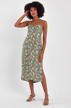 ALEXANDERGARDI SIRT GİPELİ DEKOLTELİ YIRTMAÇLI ELBİSE (B23-0084)