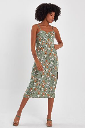 ALEXANDERGARDI SIRT GİPELİ DEKOLTELİ YIRTMAÇLI ELBİSE (B23-0084)