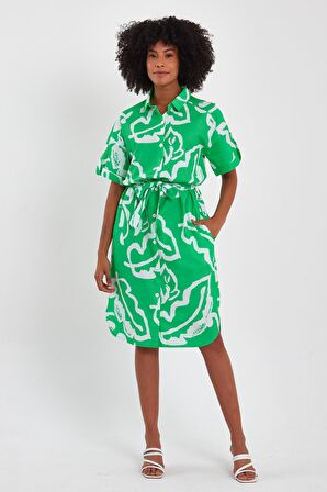 ALEXANDERGARDI KUŞAKLI GÖMLEK ELBİSE (B23-009)