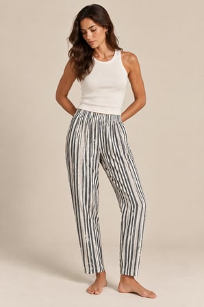 Desenli Beli Lastikli Relaxed Fit Eşofman Altı