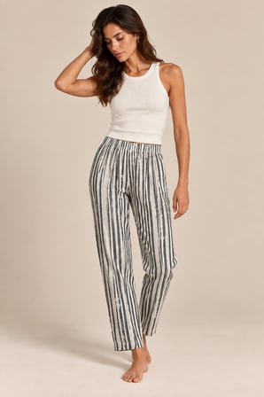 Desenli Beli Lastikli Relaxed Fit Eşofman Altı
