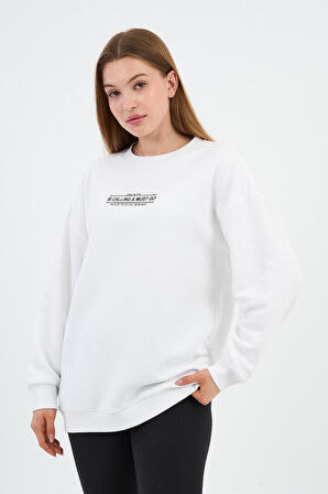 İÇİ POLARLI BASKI DETAYLI SWEATSHIRT (B23-37401)