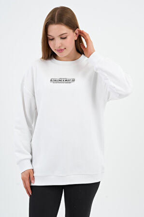 İÇİ POLARLI BASKI DETAYLI SWEATSHIRT (B23-37401)