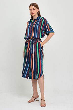 ALEXANDERGARDI KUŞAKLI GÖMLEK ELBİSE (B23-483A)