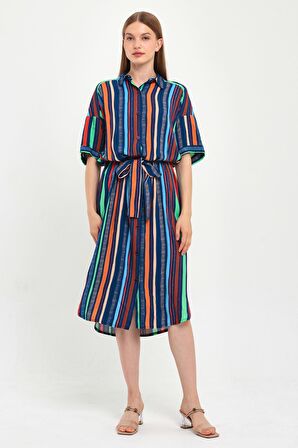 ALEXANDERGARDI KUŞAKLI GÖMLEK ELBİSE (B23-483A)