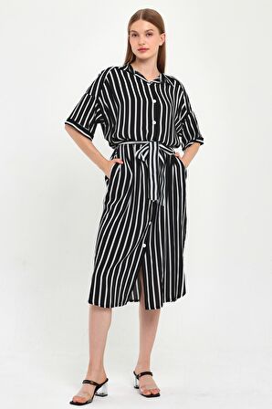 ALEXANDERGARDI KUŞAKLI GÖMLEK ELBİSE (B23-483A)