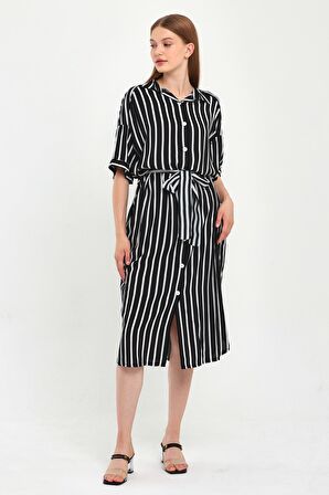 ALEXANDERGARDI KUŞAKLI GÖMLEK ELBİSE (B23-483A)