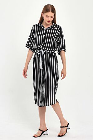 ALEXANDERGARDI KUŞAKLI GÖMLEK ELBİSE (B23-483A)