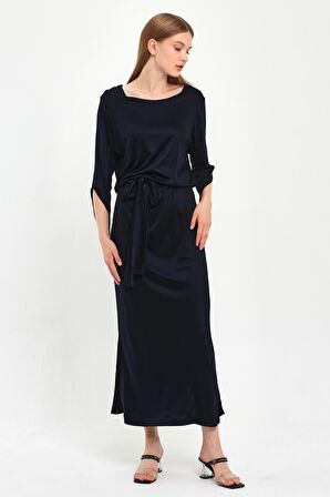 ALEXANDERGARDI LALE KOL BELİ KUŞAKLI ELBİSE (B23-484B)