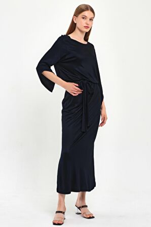 ALEXANDERGARDI LALE KOL BELİ KUŞAKLI ELBİSE (B23-484B)