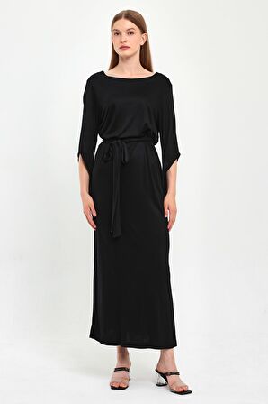 ALEXANDERGARDI LALE KOL BELİ KUŞAKLI ELBİSE (B23-484B)