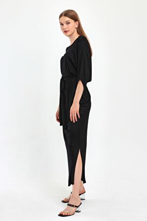ALEXANDERGARDI LALE KOL BELİ KUŞAKLI ELBİSE (B23-484B)