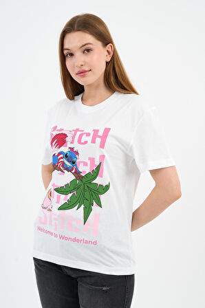 Bisiklet Yaka Baskılı Pamuklu T-shirt (B23-TS)