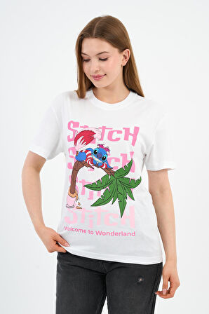 Bisiklet Yaka Baskılı Pamuklu T-shirt (B23-TS)