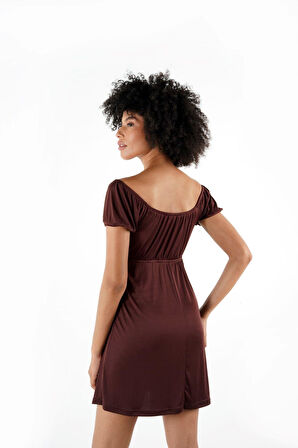 ALEXANDERGARDI ÖNÜ BÜZGÜ VE BAĞLAMA DETAYLI MİNİ ELBİSE (B24-00110)