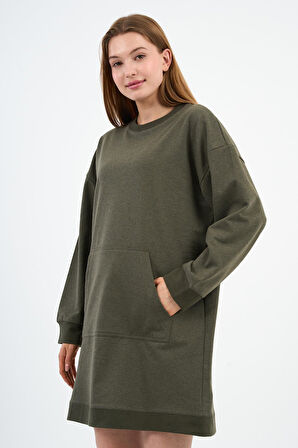 Kadın Kanguru Cepli Oversize Tunik (B24-00225)