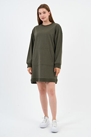 Kadın Kanguru Cepli Oversize Tunik (B24-00225)