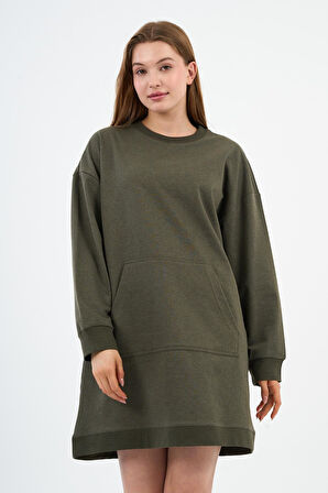 Kadın Kanguru Cepli Oversize Tunik (B24-00225)