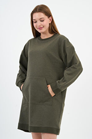 Kadın Kanguru Cepli Oversize Tunik (B24-00225)