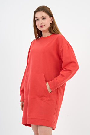 Kadın Kanguru Cepli Oversize Tunik (B24-00225)